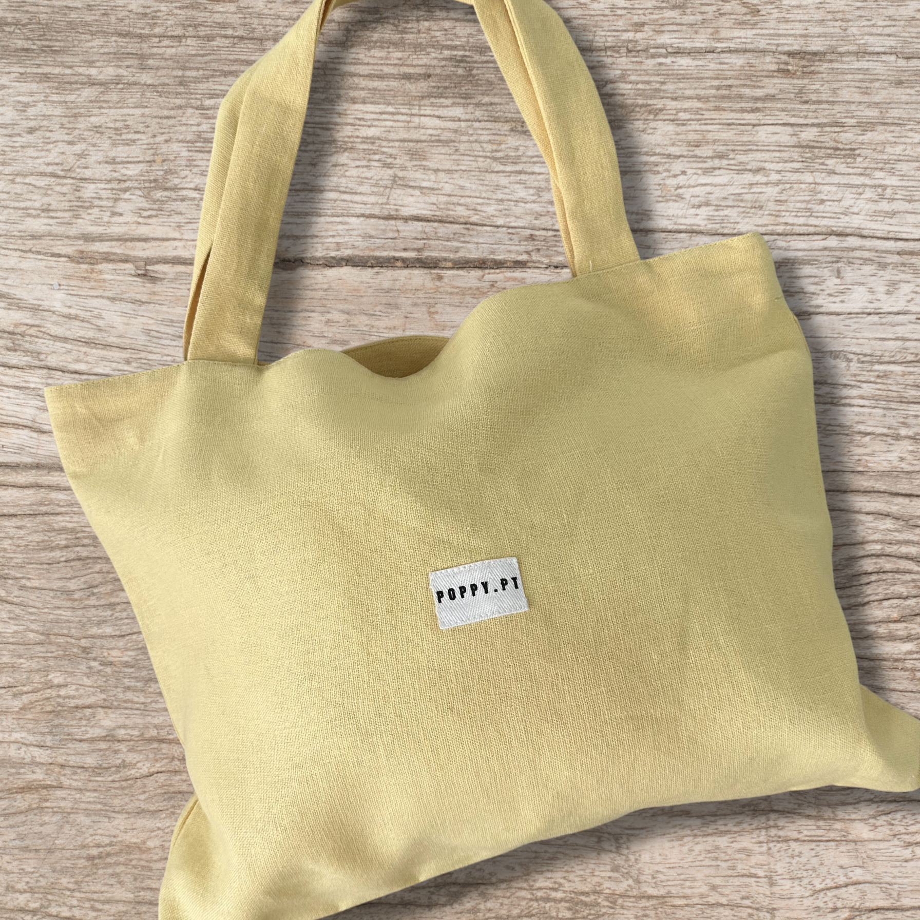 Poppy Mellow Yellow 100% Linen Tote Bag