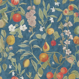 Orchard Fruits Indigo Wallpaper