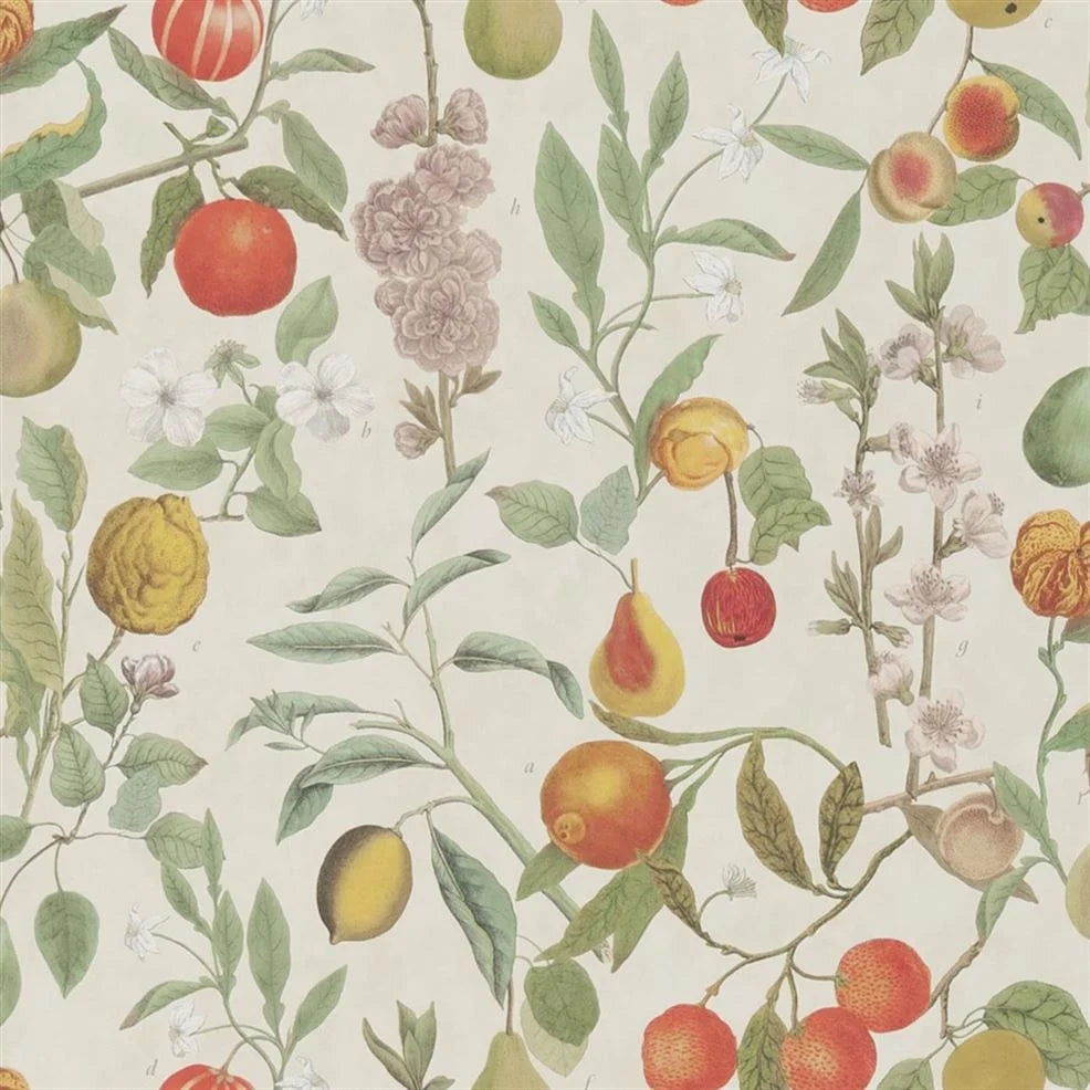 Orchard Fruits Parchment Wallpaper