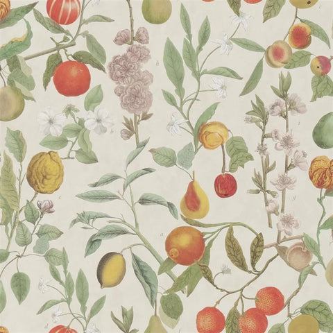 Orchard Fruits Parchment Wallpaper
