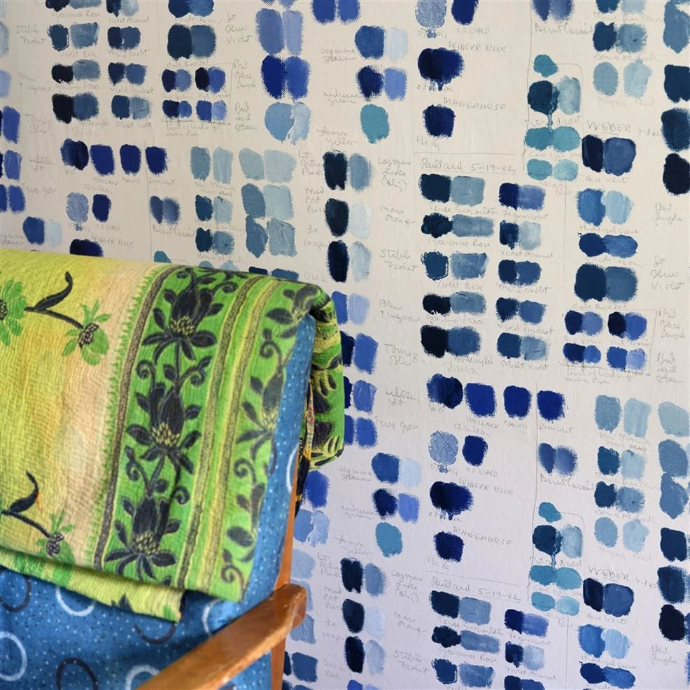 Mixed Tones Indigo Wallpaper