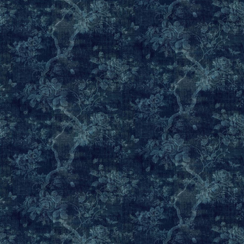 Beaton Floral Overdyed Indigo Fabric