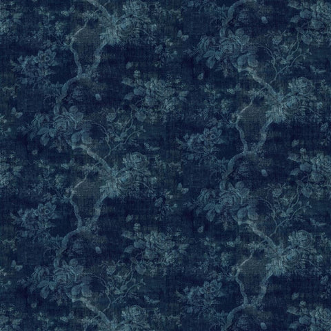 Beaton Floral Overdyed Indigo Fabric