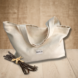 Poppy Vanilya Cream 100% Linen Tote Bag