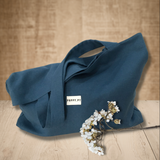 Poppy Azure Spruce 100% Linen Tote Bag
