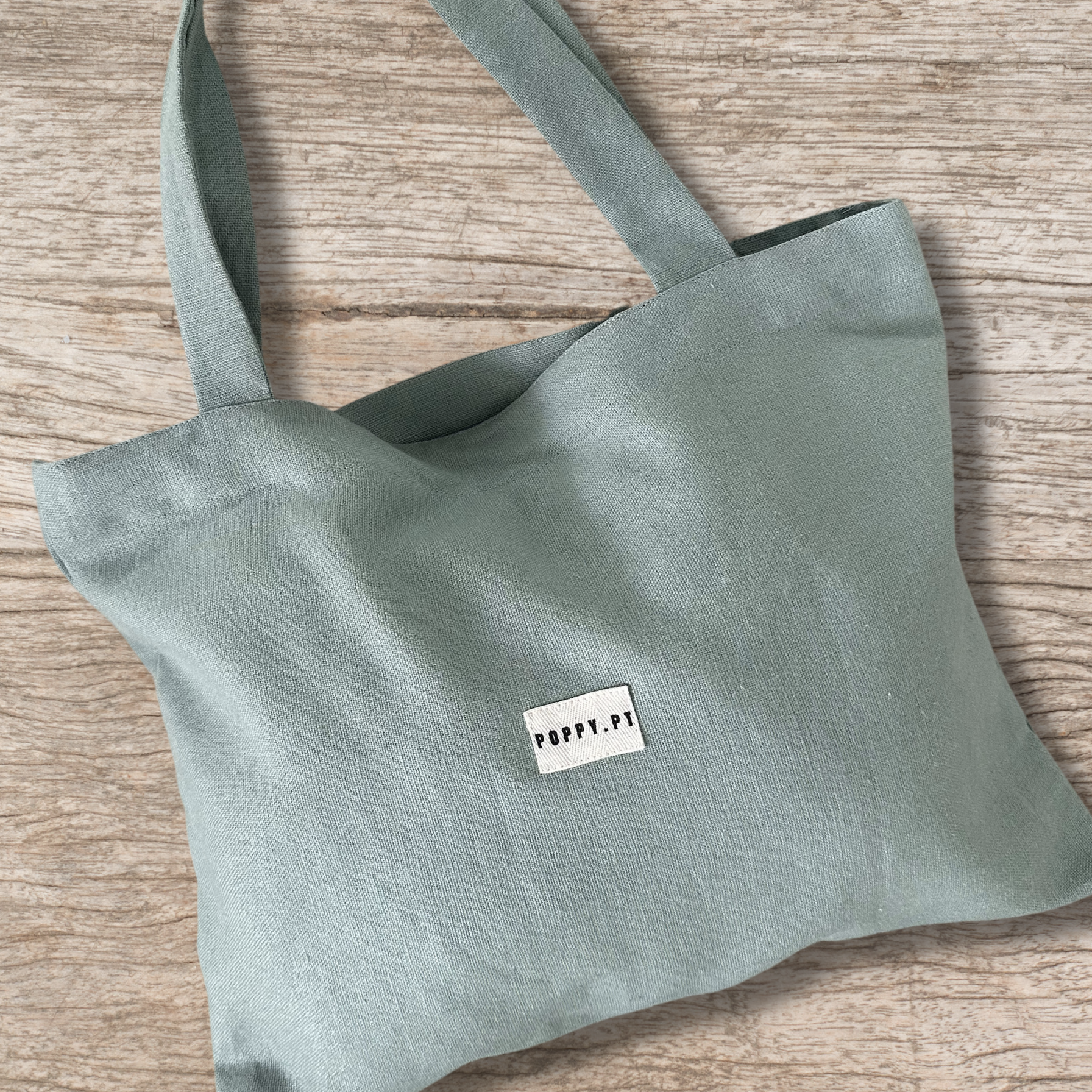 Poppy Greenish Blue 100 Linen Tote Bag