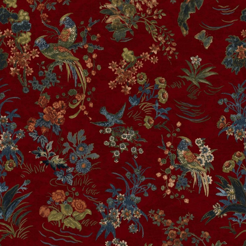 Campbell Floral Lacquer Red Fabric