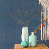 Lantana Weave Indigo Wallpaper