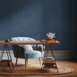 Lantana Weave Indigo Wallpaper