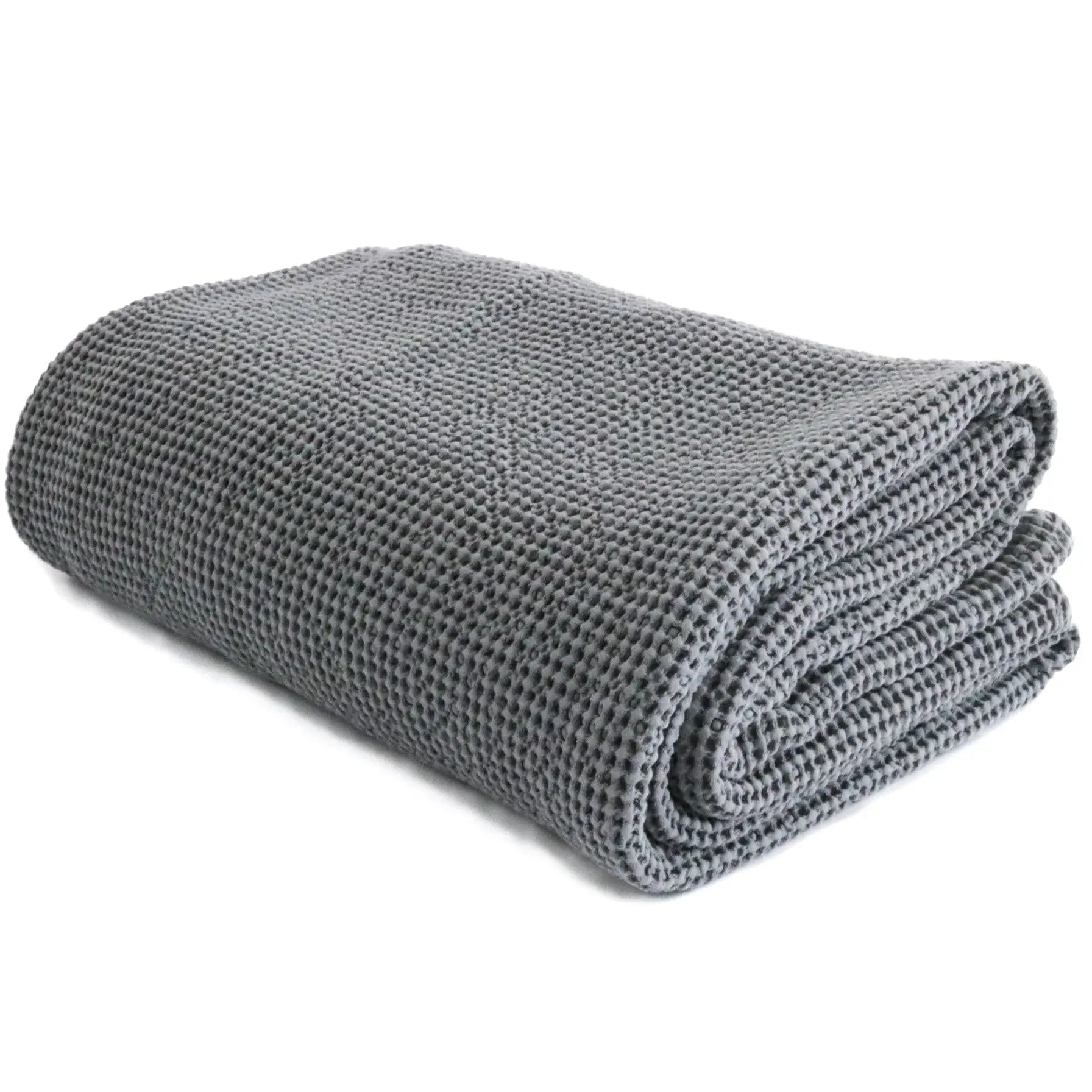 Pure Cotton Waffle Piqué Blanket in Dark Grey