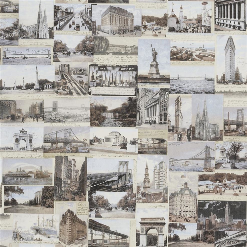 New York Postcard Multi Wallpaper