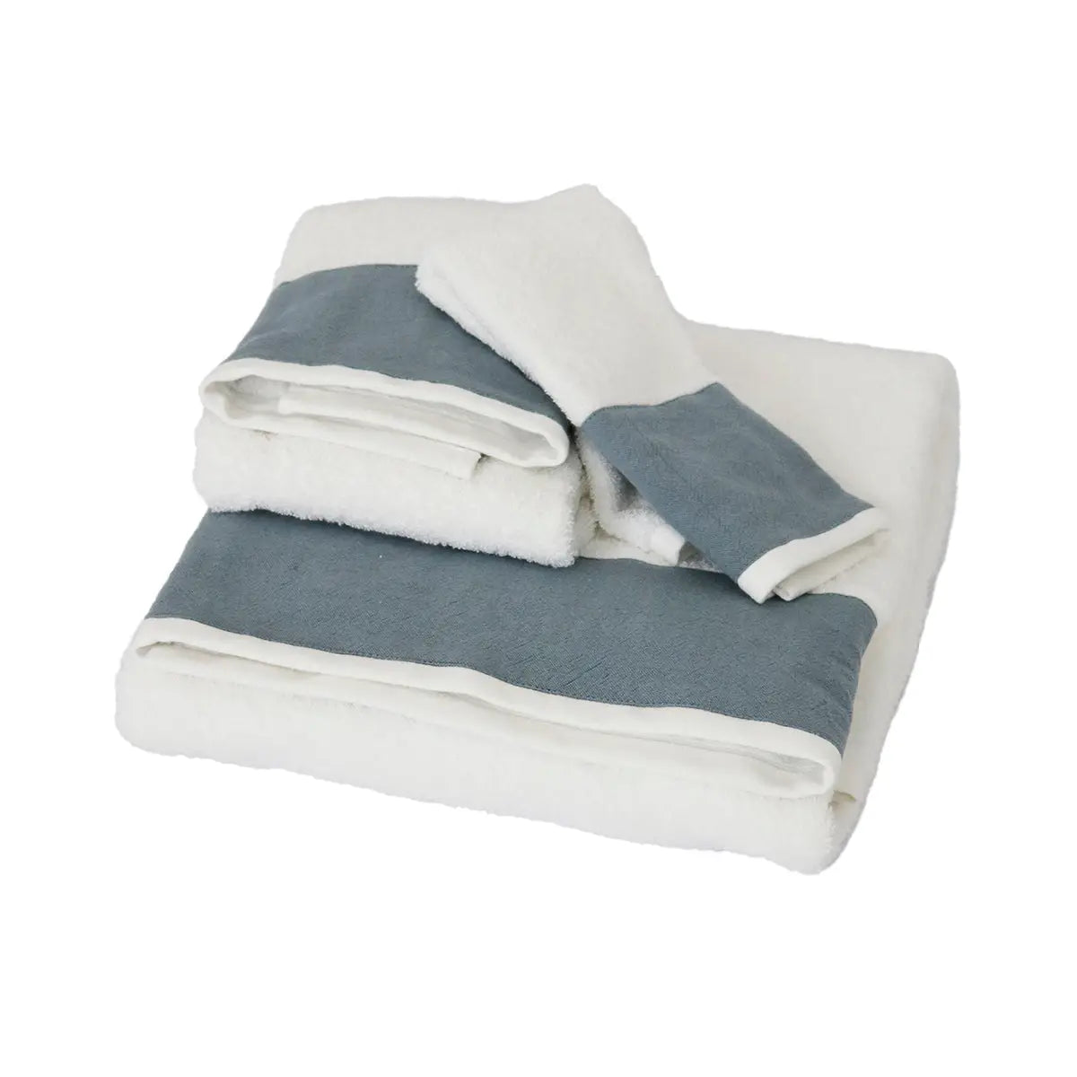 Towel With Soft Linen Trim In Light Blue