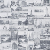 New York Postcard Light Grey Wallpaper