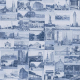 New York Postcard Indigo Wallpaper