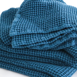 Pure Cotton Waffle Piqué Blanket in Blue