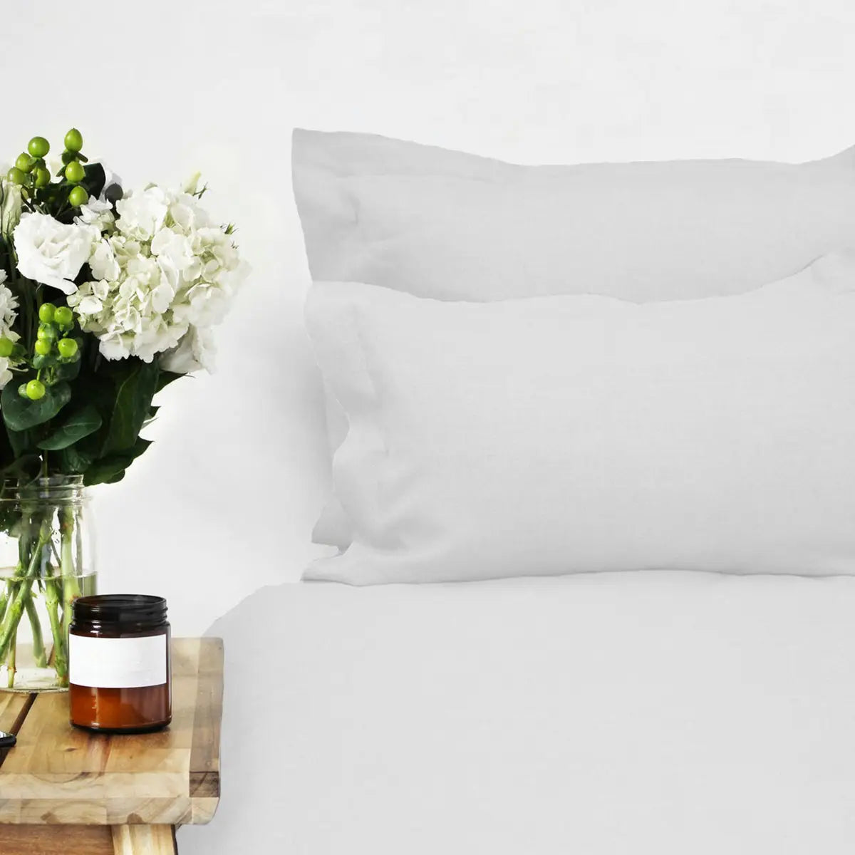 100% Linen Bedding in White