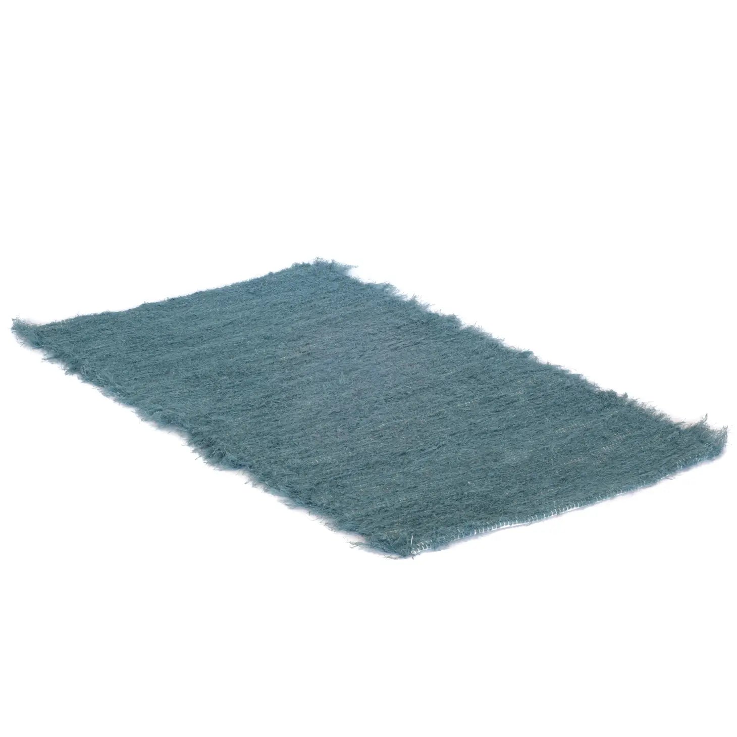 Maia Ecofriendly Rug Handwoven With Upcycled Linen In Blue
