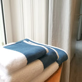 Towel With Soft Linen Trim In Steel Blue