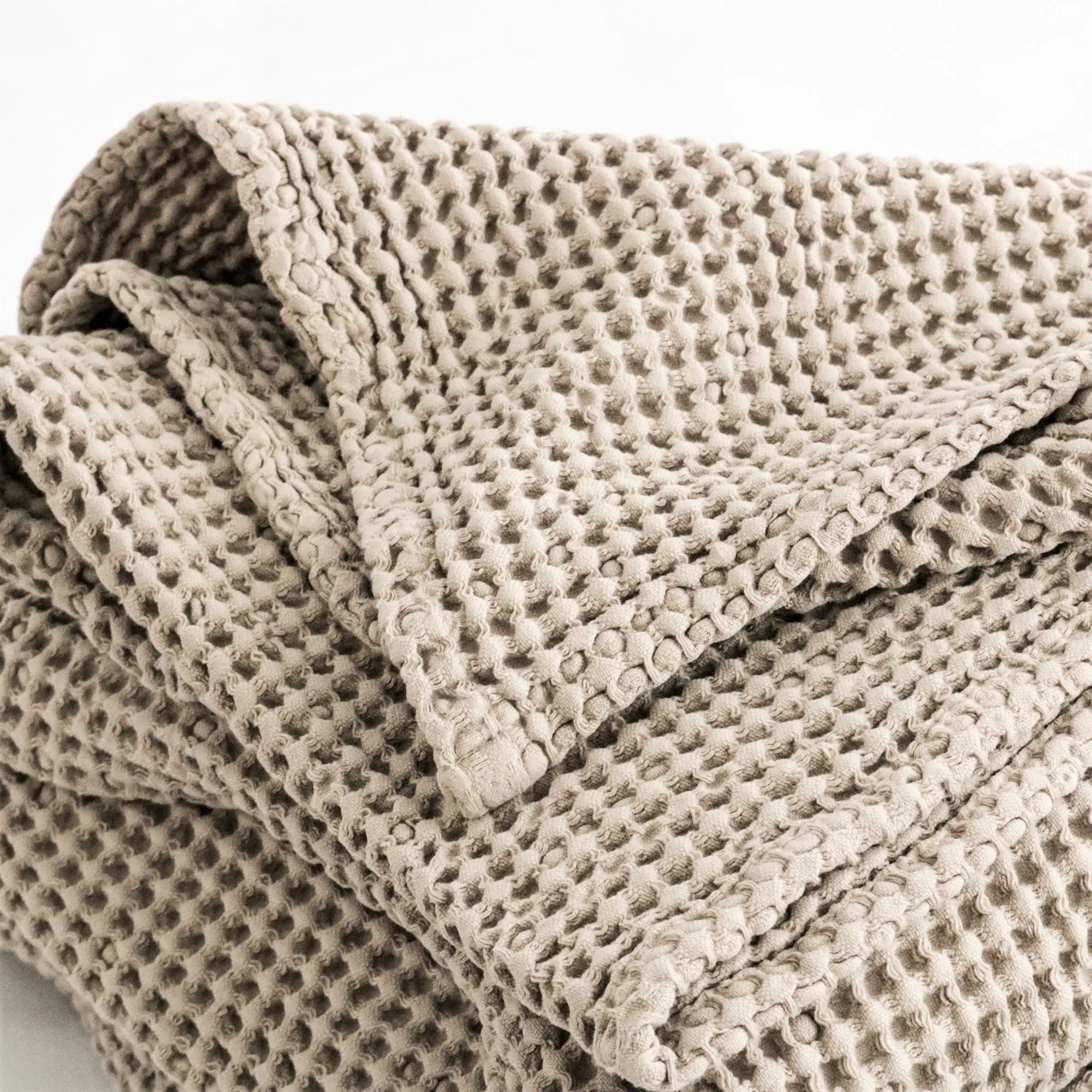 Pure Cotton Waffle Piqué Blanket in Camel