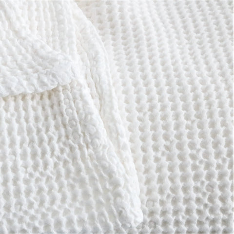Pure Cotton Waffle Piqué Blanket in White
