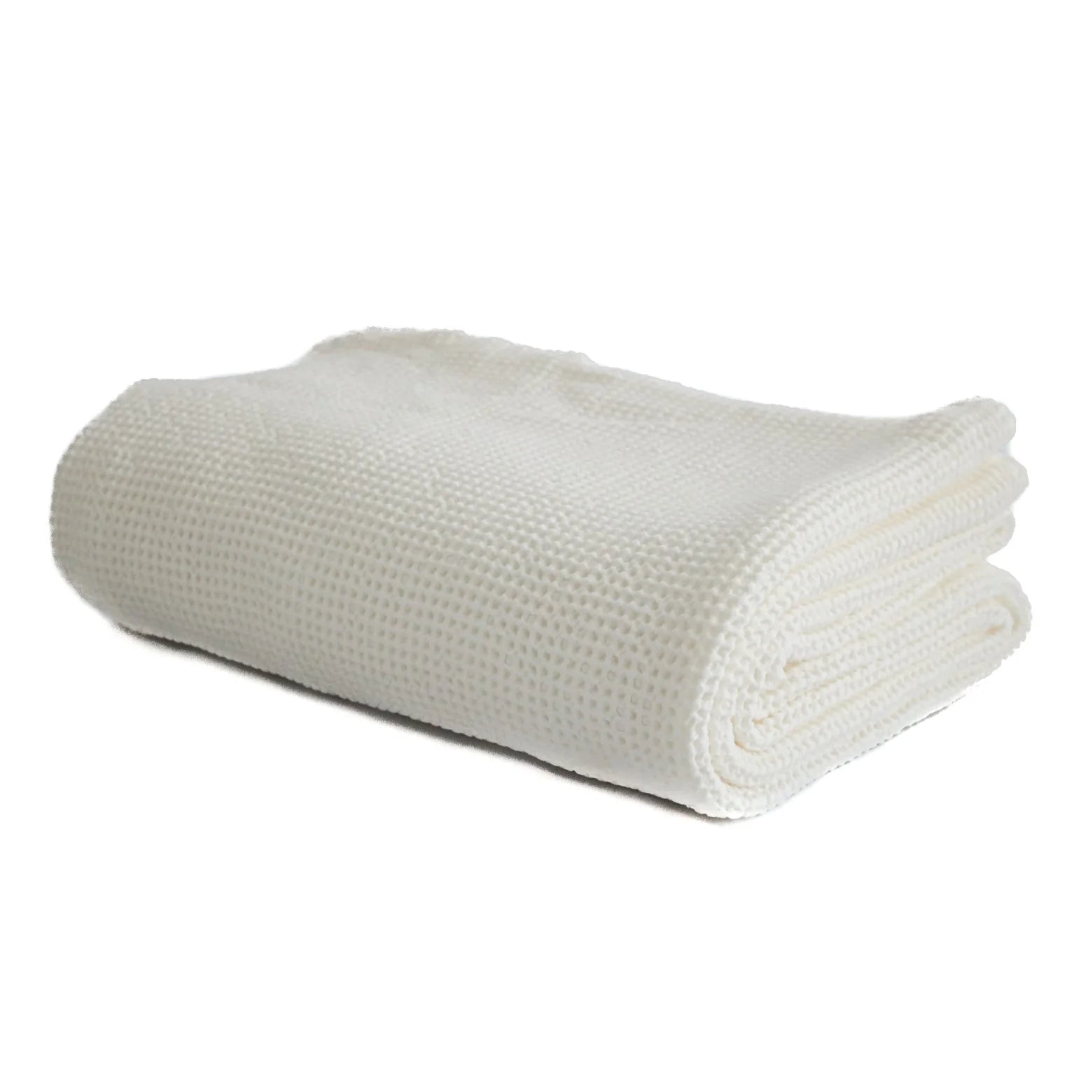 Pure Cotton Waffle Piqué Blanket in White