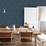 Cafe Weave Trellis Navy Wallpaper