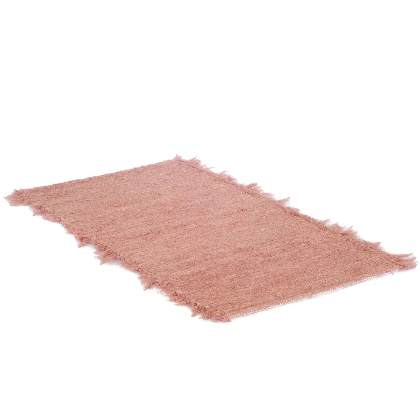 Maia Ecofriendly Rug Handwoven With Upcycled Linen In Pink