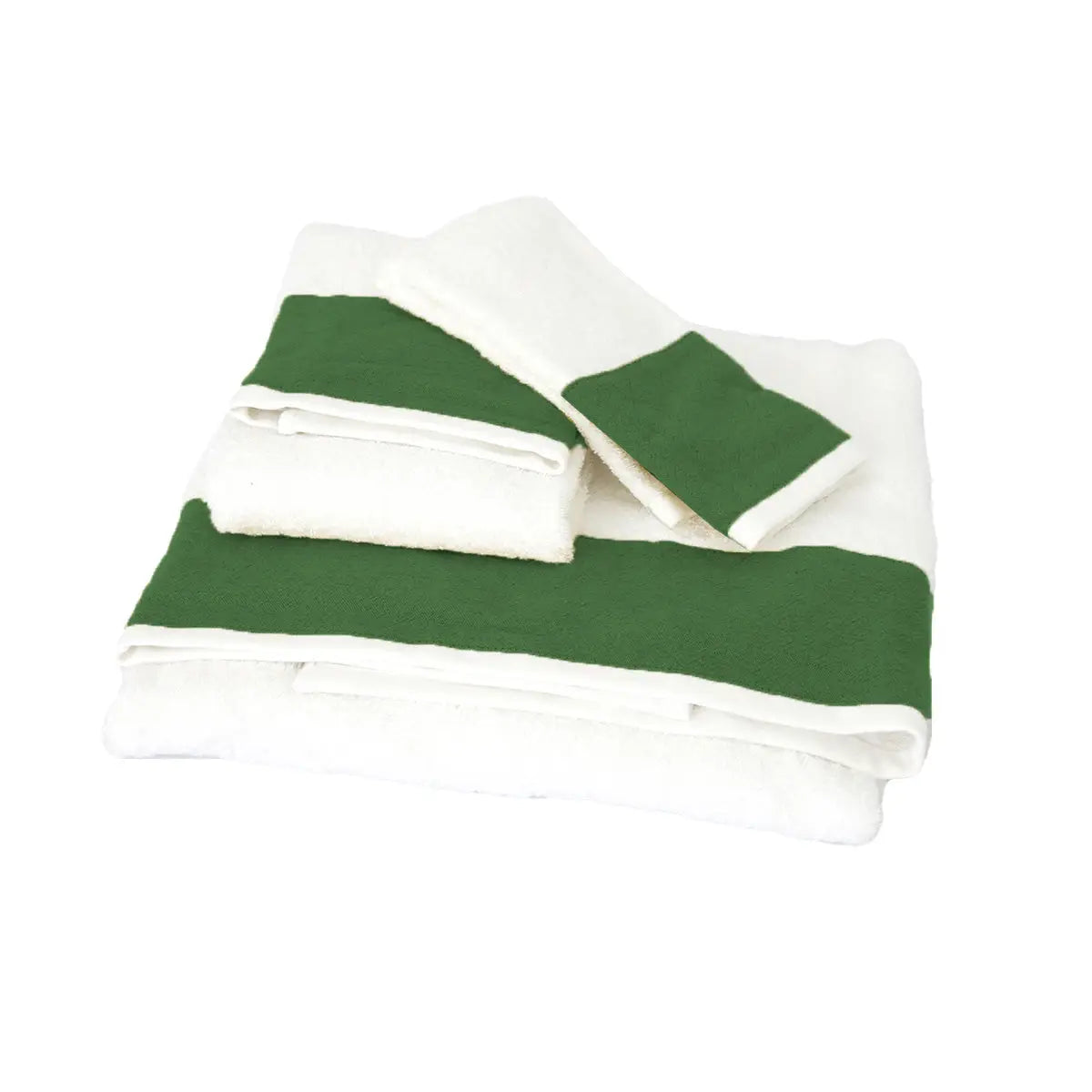 Towel With Soft Linen Trim In Green