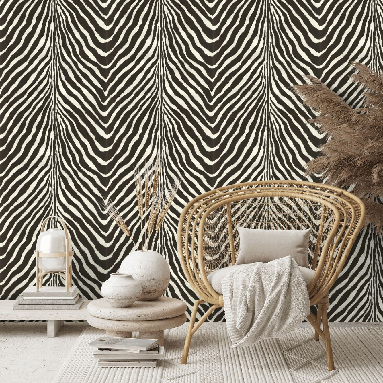 Bartlett Zebra Charcoal Wallpaper